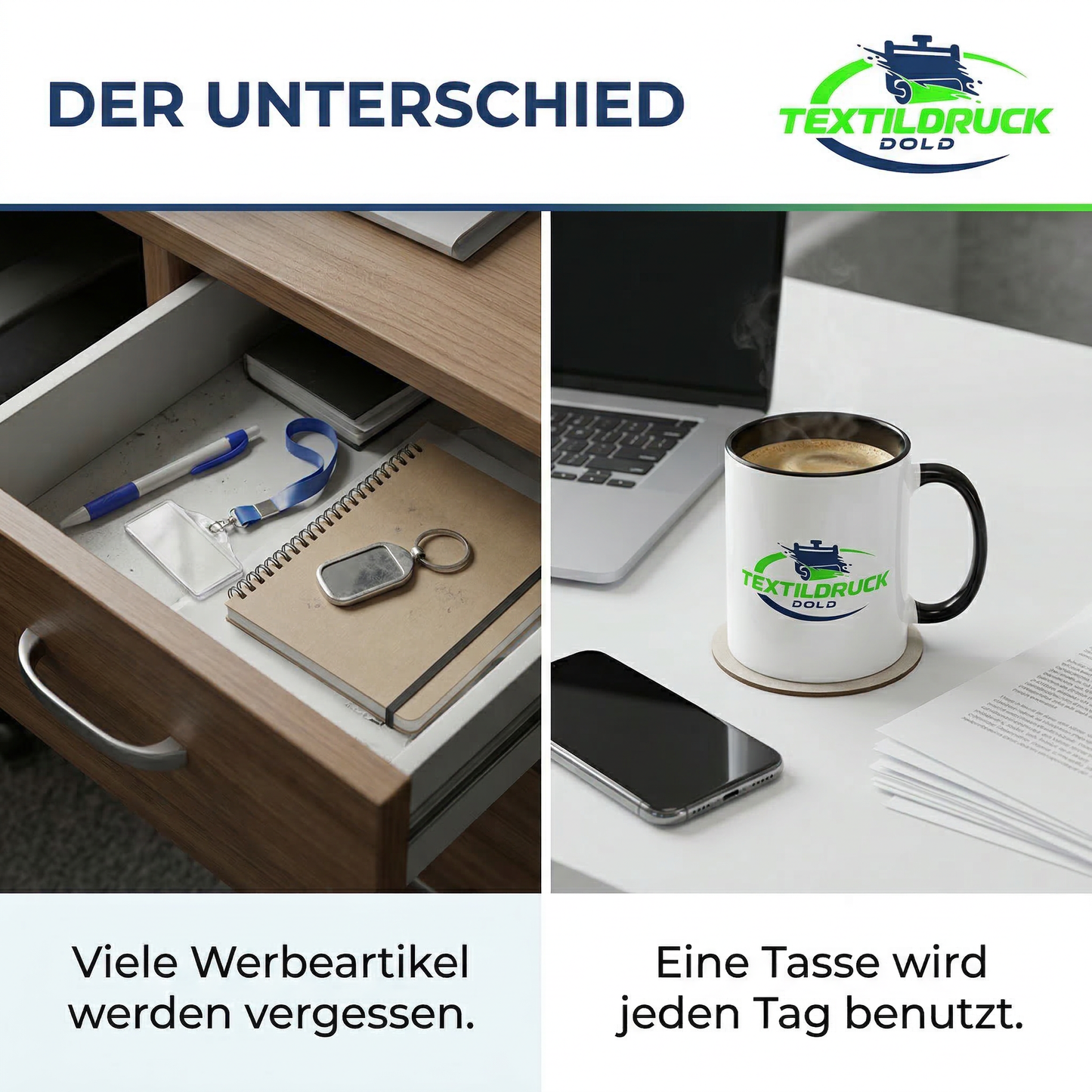 Werbetassen mit Logo bedrucken – Keramiktasse 325 ml spülmaschinenfest | Firmen & Vereine ab 10 Stück