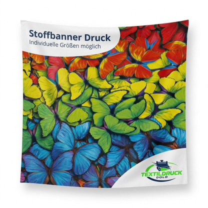Stoffbanner / Textilbanner im Wunschformat – hochwertige Werbebanner aus Polyester individuell bedruckt