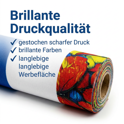 Stoffbanner / Textilbanner im Wunschformat – hochwertige Werbebanner aus Polyester individuell bedruckt