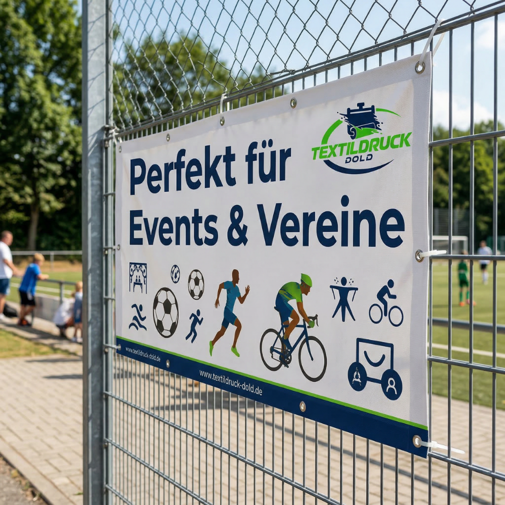 Stoffbanner / Textilbanner im Wunschformat – hochwertige Werbebanner aus Polyester individuell bedruckt