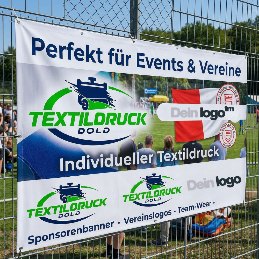 Stoffbanner / Textilbanner im Wunschformat – hochwertige Werbebanner aus Polyester individuell bedruckt