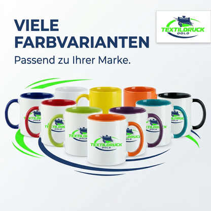 Werbetassen mit Logo bedrucken – Keramiktasse 325 ml spülmaschinenfest | Firmen & Vereine ab 10 Stück