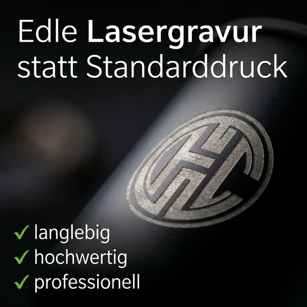 Premium Edelstahl Becher mit Logo – Recycling Metall Tasse 300 ml | Lasergravur ab 10 Stück