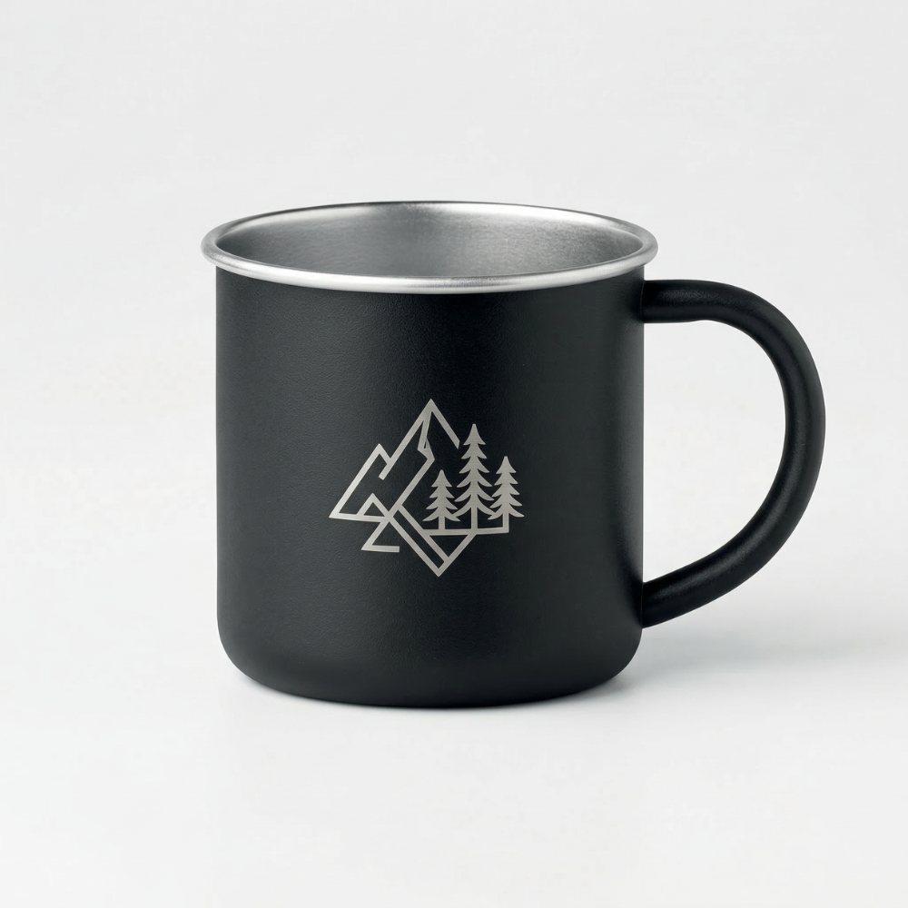 Premium Edelstahl Becher mit Logo – Recycling Metall Tasse 300 ml | Lasergravur ab 10 Stück